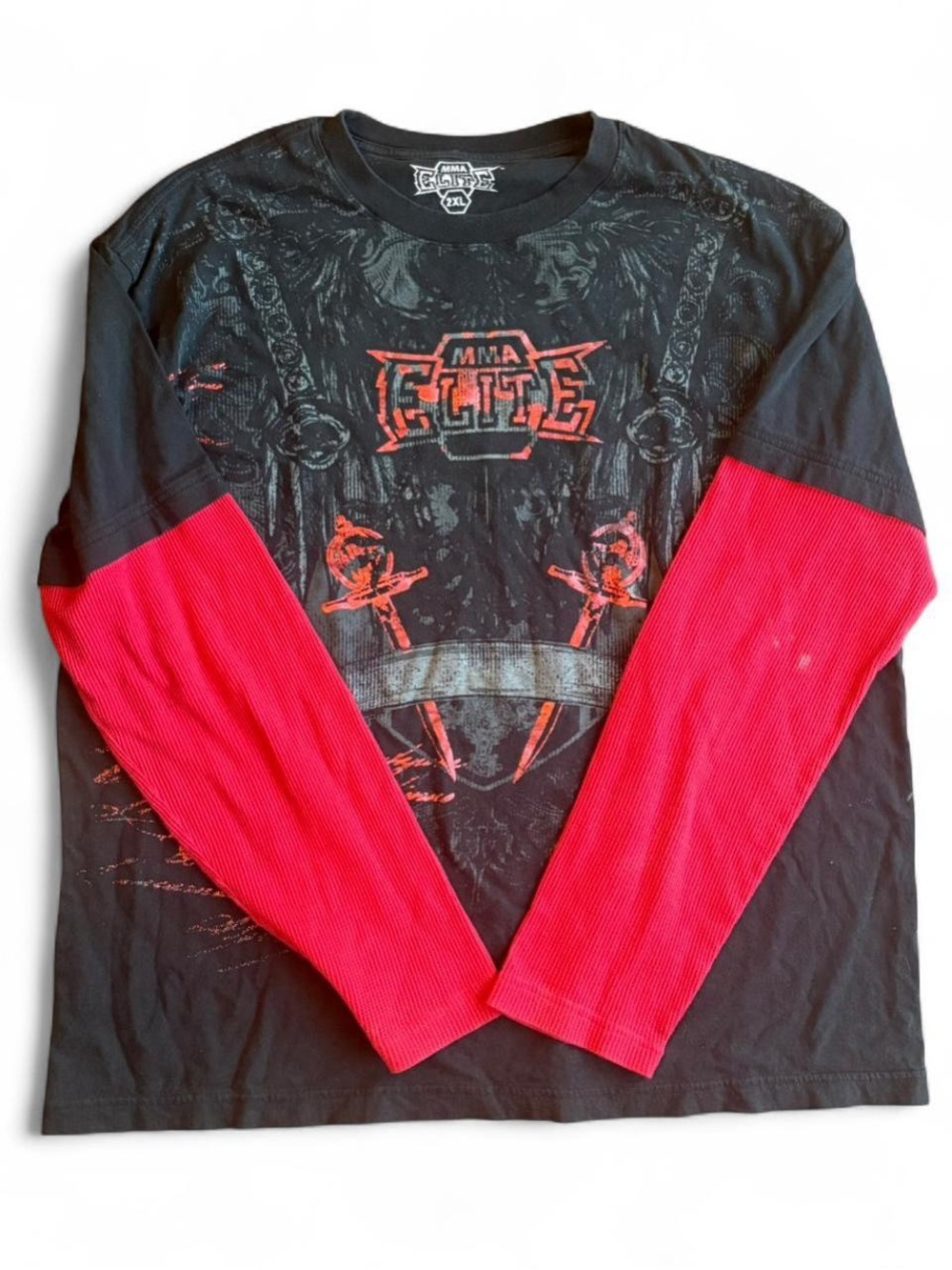 MMA Elite Black Tee with Red Long Sleeve Layered